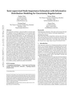 Semi-supervised Node Importance Estimation with Informative Distribution Modeling for Uncertainty Regularization