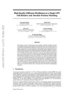 High Quality Diffusion Distillation on a Single GPU with Relative and Absolute Position Matching