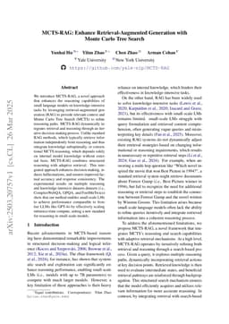 MCTS-RAG: Enhancing Retrieval-Augmented Generation with Monte Carlo Tree Search