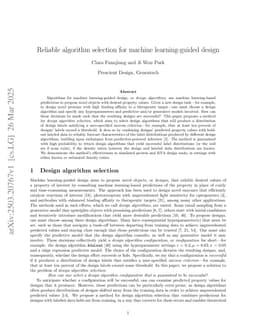 Reliable algorithm selection for machine learning-guided design