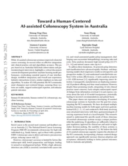 Toward a Human-Centered AI-assisted Colonoscopy System in Australia