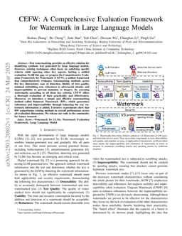 CEFW: A Comprehensive Evaluation Framework for Watermark in Large Language Models