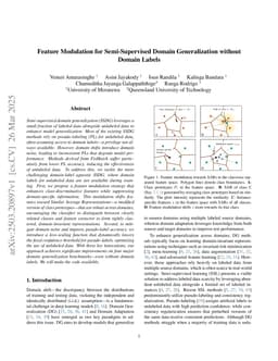 Feature Modulation for Semi-Supervised Domain Generalization without Domain Labels
