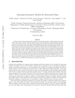 Assessing Generative Models for Structured Data