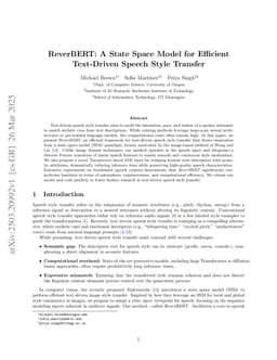 ReverBERT: A State Space Model for Efficient Text-Driven Speech Style Transfer