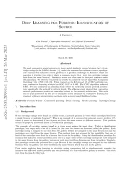 Deep Learning for Forensic Identification of Source