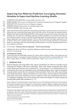 Improving User Behavior Prediction: Leveraging Annotator Metadata in Supervised Machine Learning Models