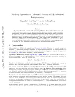 Purifying Approximate Differential Privacy with Randomized Post-processing