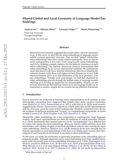 Shared Global and Local Geometry of Language Model Embeddings