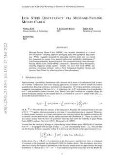 Low Stein Discrepancy via Message-Passing Monte Carlo