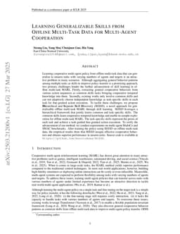 Learning Generalizable Skills from Offline Multi-Task Data for Multi-Agent Cooperation