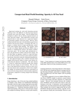 Unsupervised Real-World Denoising: Sparsity is All You Need