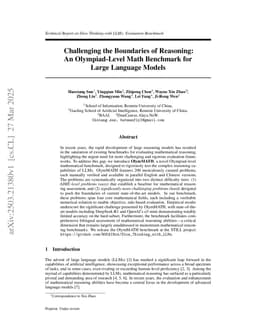 Challenging the Boundaries of Reasoning: An Olympiad-Level Math Benchmark for Large Language Models