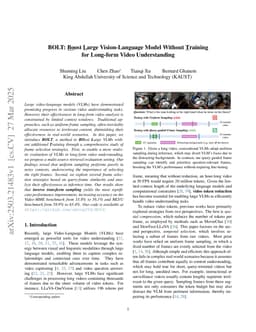 BOLT: Boost Large Vision-Language Model Without Training for Long-form Video Understanding