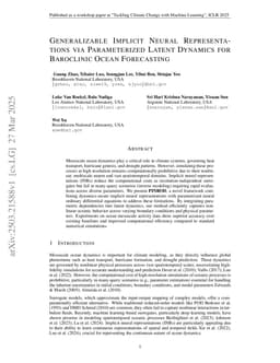 Generalizable Implicit Neural Representations via Parameterized Latent Dynamics for Baroclinic Ocean Forecasting