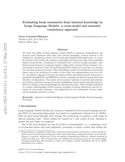 Evaluating book summaries from internal knowledge in Large Language Models: a cross-model and semantic consistency approach