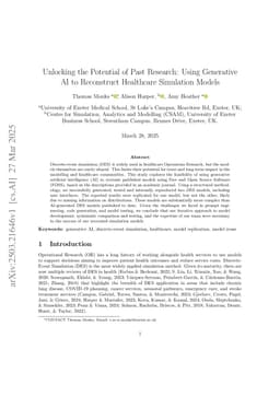 Unlocking the Potential of Past Research: Using Generative AI to Reconstruct Healthcare Simulation Models