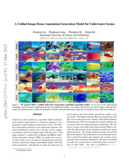 A Unified Image-Dense Annotation Generation Model for Underwater Scenes