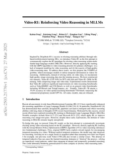 Video-R1: Reinforcing Video Reasoning in MLLMs