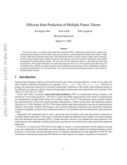 Efficient Joint Prediction of Multiple Future Tokens
