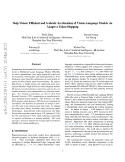 Skip-Vision: Efficient and Scalable Acceleration of Vision-Language Models via Adaptive Token Skipping