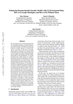 Enhancing Domain-Specific Encoder Models with LLM-Generated Data: How to Leverage Ontologies, and How to Do Without Them