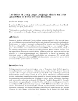 The Risks of Using Large Language Models for Text Annotation in Social Science Research