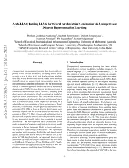 Arch-LLM: Taming LLMs for Neural Architecture Generation via Unsupervised Discrete Representation Learning