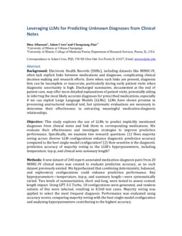 Leveraging LLMs for Predicting Unknown Diagnoses from Clinical Notes