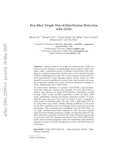 Few-Shot Graph Out-of-Distribution Detection with LLMs