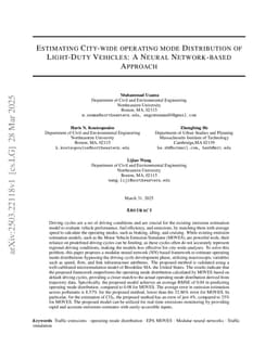 Estimating City-wide Operating Mode Distribution of Light-Duty Vehicles: A Neural Network-based Approach