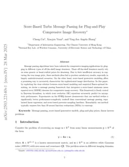 Score-Based Turbo Message Passing for Plug-and-Play Compressive Image Recovery