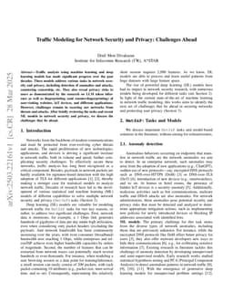 Traffic Modeling for Network Security and Privacy: Challenges Ahead