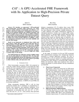 CAT: A GPU-Accelerated FHE Framework with Its Application to High-Precision Private Dataset Query