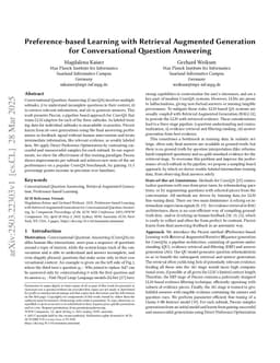 Preference-based Learning with Retrieval Augmented Generation for Conversational Question Answering