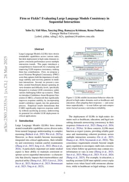 Firm or Fickle? Evaluating Large Language Models Consistency in Sequential Interactions