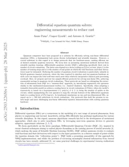 Differential equation quantum solvers: engineering measurements to reduce cost