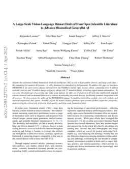 A Large-Scale Vision-Language Dataset Derived from Open Scientific Literature to Advance Biomedical Generalist AI