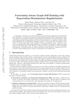 Uncertainty-Aware Graph Self-Training with Expectation-Maximization Regularization