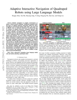 Adaptive Interactive Navigation of Quadruped Robots using Large Language Models