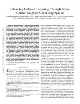 Enhancing Federated Learning Through Secure Cluster-Weighted Client Aggregation