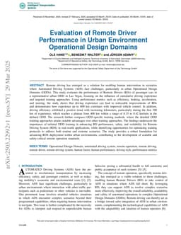 Evaluation of Remote Driver Performance in Urban Environment Operational Design Domains