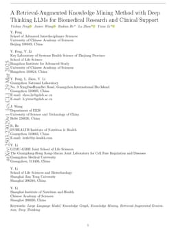 A Retrieval-Augmented Knowledge Mining Method with Deep Thinking LLMs for Biomedical Research and Clinical Support