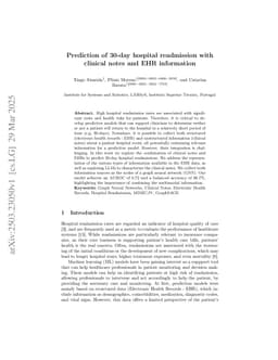 Prediction of 30-day hospital readmission with clinical notes and EHR information