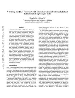A Training-free LLM Framework with Interaction between Contextually Related Subtasks in Solving Complex Tasks