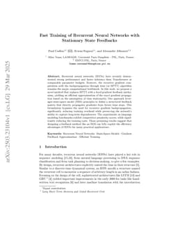 Fast Training of Recurrent Neural Networks with Stationary State Feedbacks