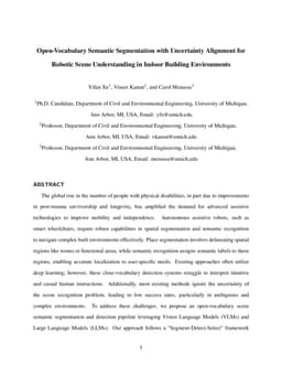 Open-Vocabulary Semantic Segmentation with Uncertainty Alignment for Robotic Scene Understanding in Indoor Building Environments