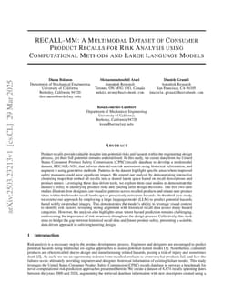 RECALL-MM: A Multimodal Dataset of Consumer Product Recalls for Risk Analysis using Computational Methods and Large Language Models