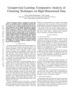 Unsupervised Learning: Comparative Analysis of Clustering Techniques on High-Dimensional Data