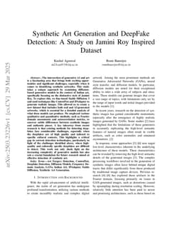 Synthetic Art Generation and DeepFake Detection A Study on Jamini Roy Inspired Dataset